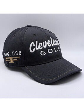 Cleveland Golf Reg 588 Black Gold White Adjustable Strap Back Tour Cap Hat
